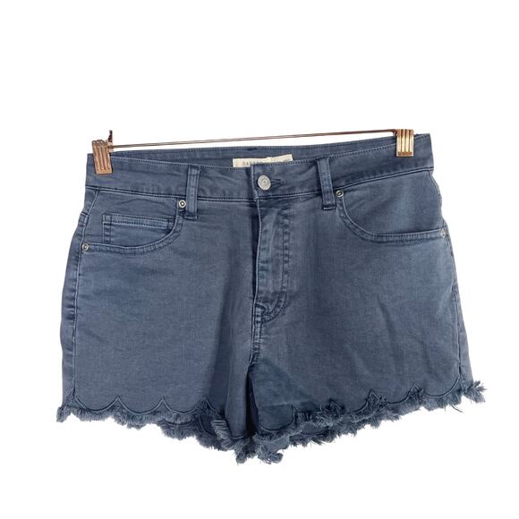 New Francescas Harper Heritage Blue Scallop Edge Jean Shorts 26 Stretch Cotton - Picture 1 of 9